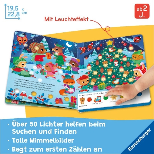 Buchcover und Innenansicht für das Buch: Mein großes Lichter-Wimmelbuch: Weihnachten