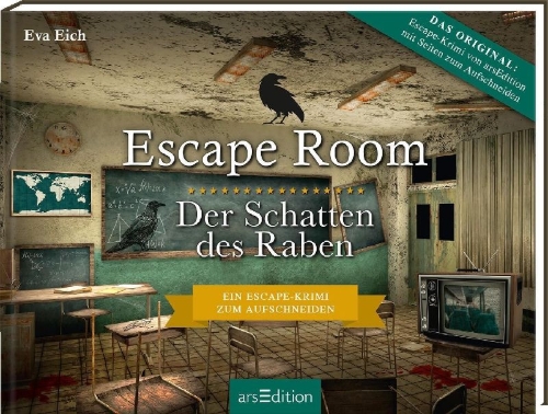 Buchcover und Innenansicht für das Buch: Escape Room. Der Schatten des Raben