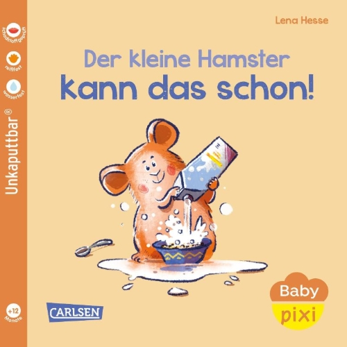 Buchcover und Innenansicht für das Buch: Baby Pixi (unkaputtbar) 151: Der kleine Hamster kann das schon!