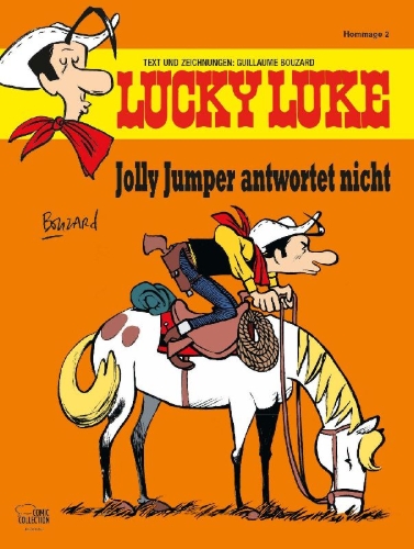 Buchcover und Innenansicht für das Buch: Lucky Luke vu par...Guillaume Bouzard: Jolly Jumper ne répond plus