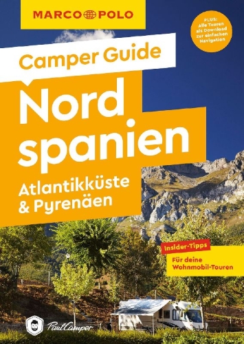 Buchcover und Innenansicht für das Buch: MARCO POLO Camper Guide Nordspanien, Atlantikküste & Pyrenäen