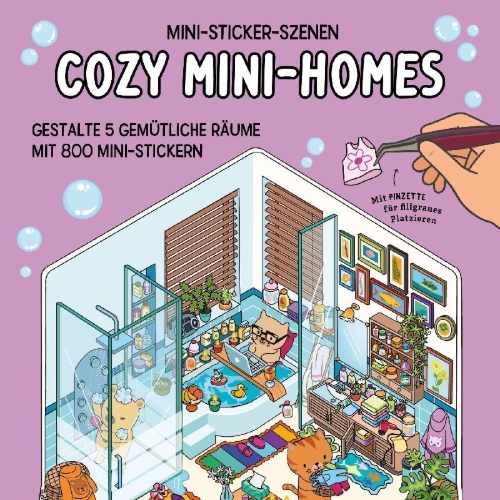 Buchcover und Innenansicht für das Buch: Mini-Sticker-Szenen - Cozy Mini-Homes