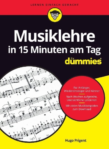 Buchcover und Innenansicht für das Buch: Musiklehre in 15 Minuten am Tag für Dummies