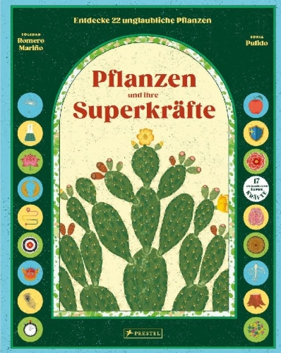 Buchcover und Innenansicht für das Buch: Superpoderes de las Plantas