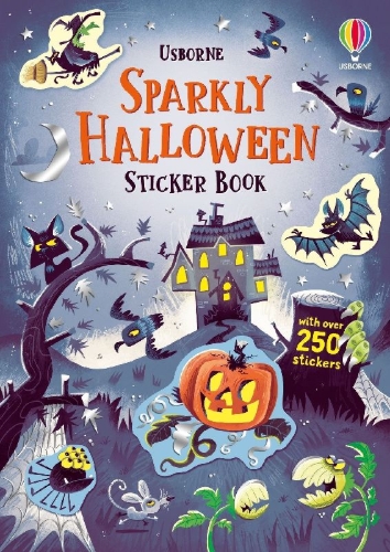 Buchcover und Innenansicht für das Buch: Sparkly Halloween Sticker Book