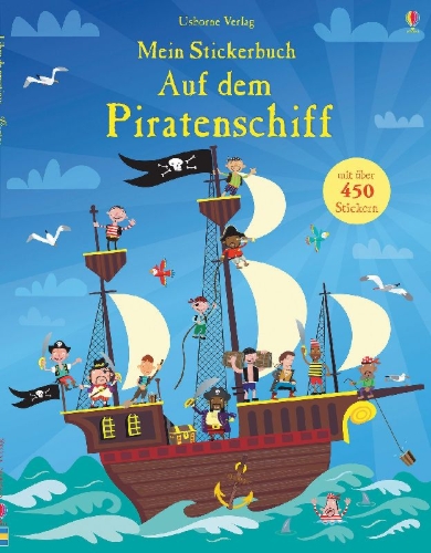 Buchcover und Innenansicht für das Buch: Mein Stickerbuch: Auf dem Piratenschiff