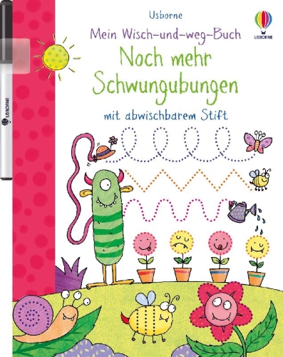 Buchcover und Innenansicht für das Buch: Mein Wisch-und-weg-Buch: Noch mehr Schwungübungen
