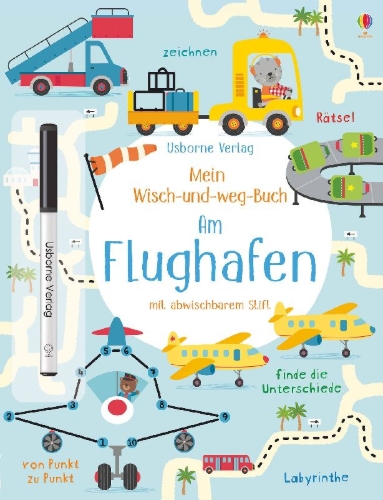Buchcover und Innenansicht für das Buch: Mein Wisch-und-weg-Buch: Am Flughafen