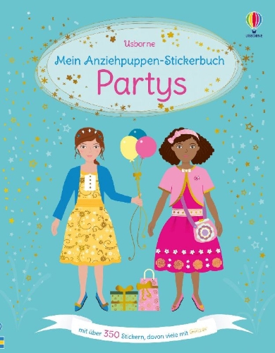 Buchcover und Innenansicht für das Buch: Mein Anziehpuppen-Stickerbuch: Partys