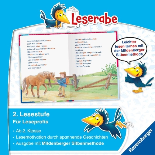Buchcover und Innenansicht für das Buch: Leserabe Sonderausgaben - Die schönsten Pferdegeschichten - Silbe für Silbe lesen lernen