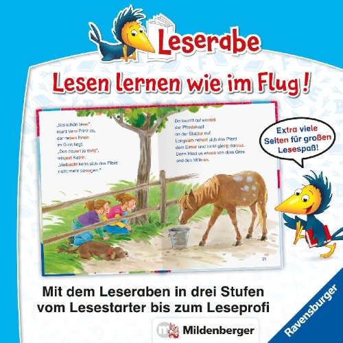 Buchcover und Innenansicht für das Buch: Leserabe Sonderausgaben - Die schönsten Pferdegeschichten - Silbe für Silbe lesen lernen