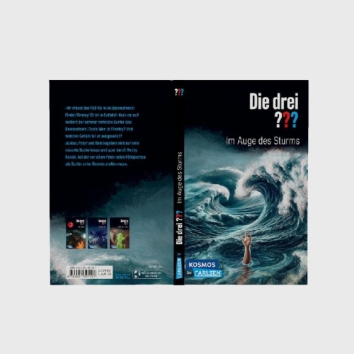 Buchcover und Innenansicht für das Buch: Die drei ???: Im Auge des Sturms