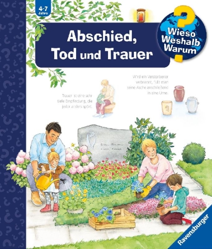 Buchcover und Innenansicht für das Buch: Wieso? Weshalb? Warum?, Band 42: Abschied, Tod und Trauer