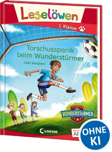 Buchcover und Innenansicht für das Buch: Leselöwen 1. Klasse - Torschusspanik beim Wunderstürmer