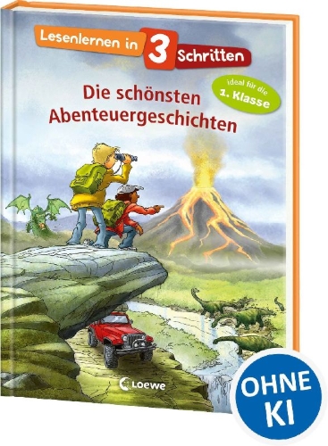 Buchcover und Innenansicht für das Buch: Lesenlernen in 3 Schritten - Die schönsten Abenteuergeschichten