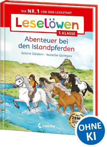 Buchcover und Innenansicht für das Buch: Leselöwen 1. Klasse - Abenteuer bei den Islandpferden