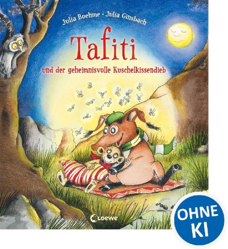 Buchcover und Innenansicht für das Buch: Tafiti und der geheimnisvolle Kuschelkissendieb