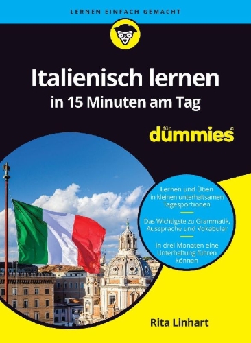 Buchcover und Innenansicht für das Buch: Italienisch lernen in 15 Minuten am Tag für Dummies