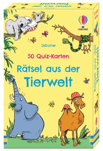 Buchcover und Innenansicht für das Buch: 50 Quiz-Karten: Rätsel aus der Tierwelt