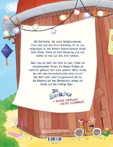 Buchcover und Innenansicht für das Buch: Wir Eierlöcher ... und die wilde Jagd nach unserem Kaninchen!