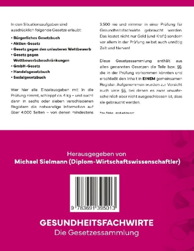 Buchcover und Innenansicht für das Buch: Gesundheitsfachwirte: Die Gesetzessammlung