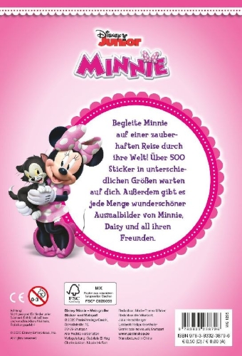 Buchcover und Innenansicht für das Buch: Disney Minnie: Mein großer Sticker- und Malspaß