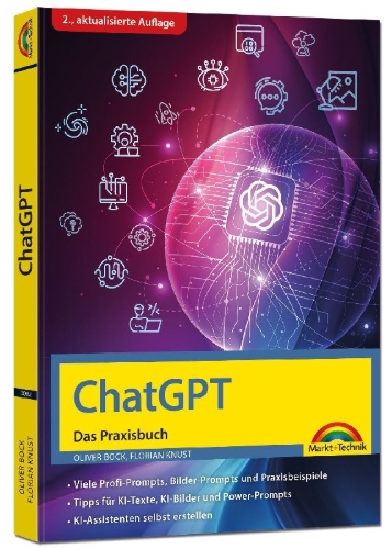 Buchcover und Innenansicht für das Buch: ChatGPT - Das Praxisbuch