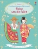 Buchcover und Innenansicht für das Buch: Mein Anziehpuppen-Stickerbuch: Reise um die Welt