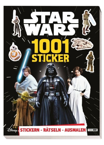 Buchcover und Innenansicht für das Buch: Star Wars: 1001 Sticker - Stickern - Rätseln - Ausmalen