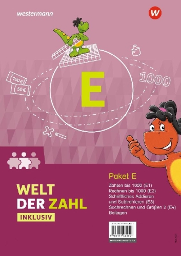 Buchcover und Innenansicht für das Buch: Welt der Zahl Inklusiv. Inklusionspaket E: Hefte E1 bis E4