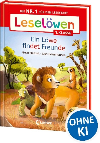 Buchcover und Innenansicht für das Buch: Leselöwen 1. Klasse - Ein Löwe findet Freunde
