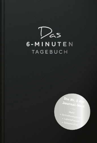 Buchcover und Innenansicht für das Buch: Das 6-Minuten-Tagebuch (schwarz)