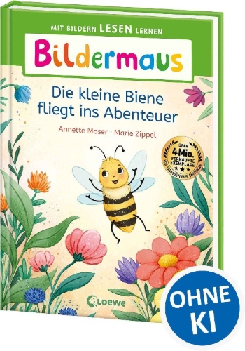 Buchcover und Innenansicht für das Buch: Bildermaus - Die kleine Biene fliegt ins Abenteuer