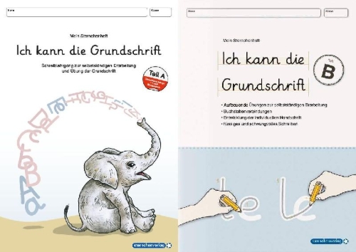Buchcover und Innenansicht für das Buch: Ich kann die Grundschrift Teil A und Teil B