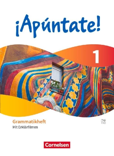 Buchcover und Innenansicht für das Buch: ¡Apúntate! Band 1 - Grammatikheft mit Erklärfilmen
