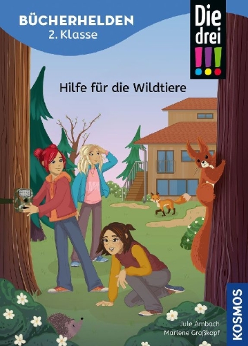Buchcover und Innenansicht für das Buch: Die drei !!!, Bücherhelden 2. Klasse, Hilfe für die Wildtiere