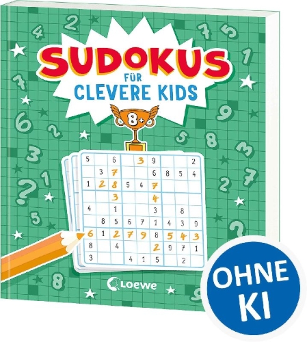 Buchcover und Innenansicht für das Buch: Sudokus für clevere Kids 8+ [grün]