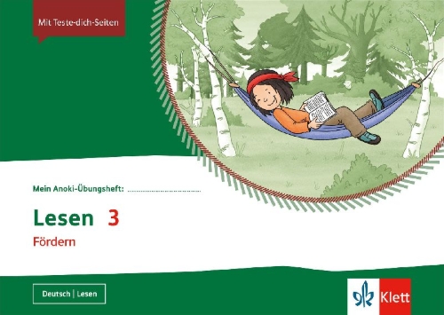 Buchcover und Innenansicht für das Buch: Mein Anoki-Übungsheft. Lesen 3. Fördern. Übungsheft Klasse 3