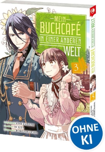 Buchcover und Innenansicht für das Buch: ISEKAI NI KYUSEISHU TOSHITE YOBAREMASHITAGA, ARASA NIWA MURI NANODE, HISSORI BOOKCAFE HAJIMEMASHITA.