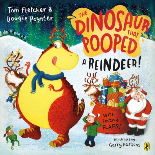 Buchcover und Innenansicht für das Buch: The Dinosaur that Pooped a Reindeer!