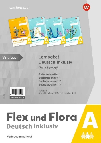 Buchcover und Innenansicht für das Buch: Flex und Flora Lernpaket Deutsch inklusiv A (Grundschrift)