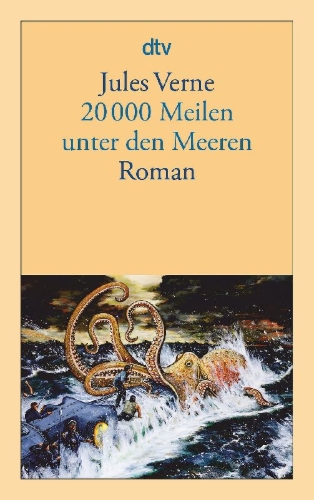 Buchcover und Innenansicht für das Buch: Vingt Mille Lieues sous les mers (Paris 1869/71)