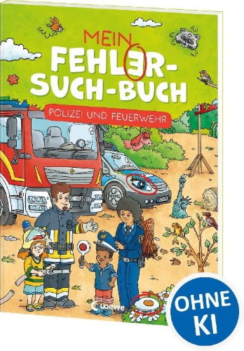 Buchcover und Innenansicht für das Buch: Mein Fehler-Such-Buch - Polizei und Feuerwehr