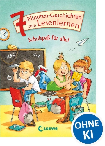 Buchcover und Innenansicht für das Buch: Leselöwen - Das Original - 7-Minuten-Geschichten zum Lesenlernen - Schulspaß für alle!