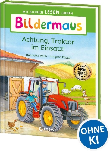 Buchcover und Innenansicht für das Buch: Bildermaus - Achtung, Traktor im Einsatz!