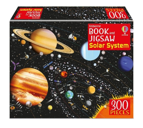 Buchcover und Innenansicht für das Buch: Usborne Book and Jigsaw The Solar System. Puzzle 300 Pieces
