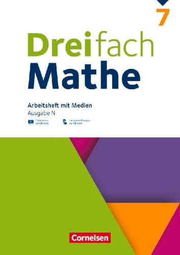 Buchcover und Innenansicht für das Buch: Dreifach Mathe 7. Schuljahr - Ausgabe N - Arbeitsheft mit Medien und Lösungen
