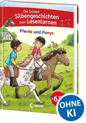 Buchcover und Innenansicht für das Buch: Die besten Silbengeschichten zum Lesenlernen - Pferde und Ponys