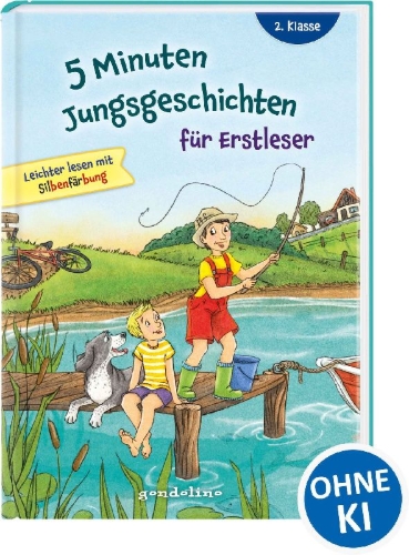 Buchcover und Innenansicht für das Buch: 5 Minuten Jungsgeschichten für Erstleser