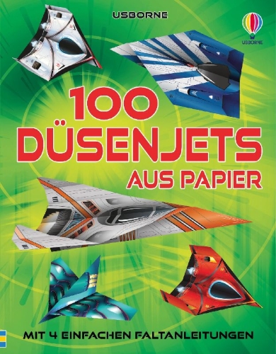 Buchcover und Innenansicht für das Buch: 100 Düsenjets aus Papier